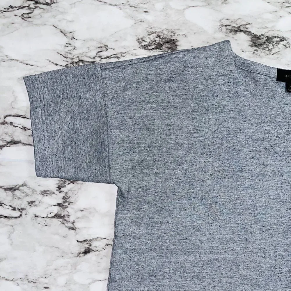 J. Crew Short Sleeve Sweater Drawstring Grey Women XL Comfy Preppy Boho Active